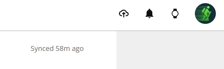 Garmin Connect upload button in top navigation