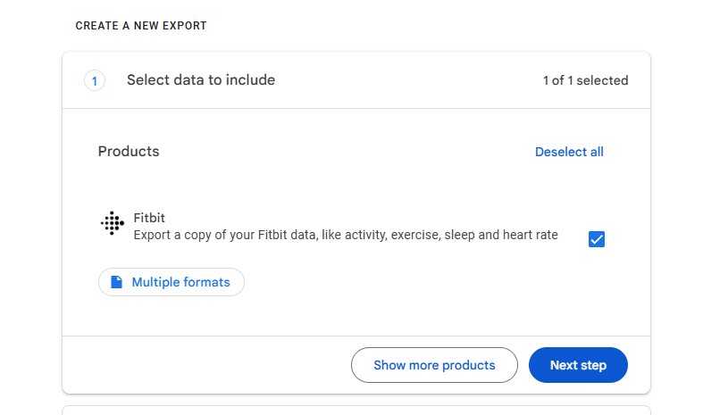 Google Takeout with Fitbit selected
